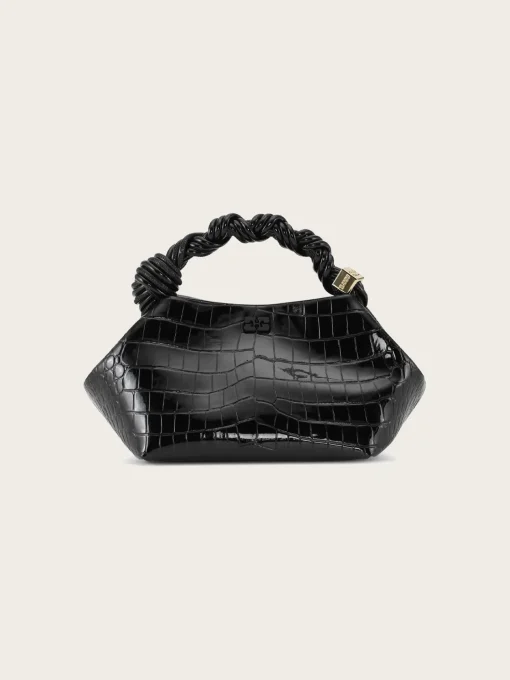 A6083 Ganni Bou Bag Small Patent Croco - Black