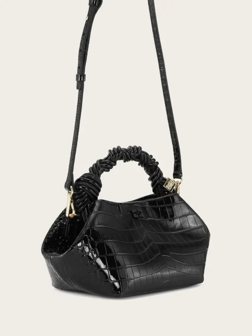 A6083 Ganni Bou Bag Small Patent Croco - Black