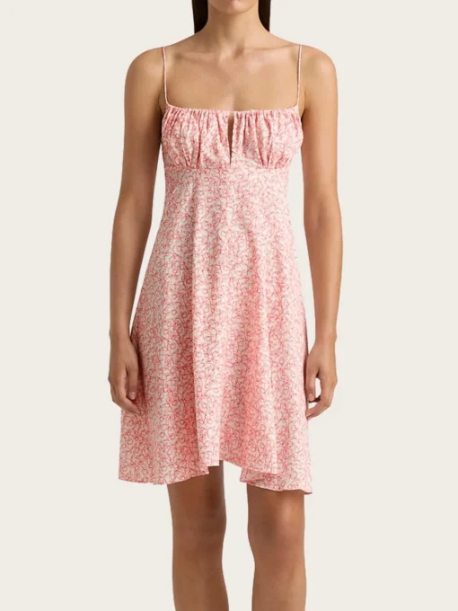 Anessa Mini Dress - Micro Calla Print/Vermillon