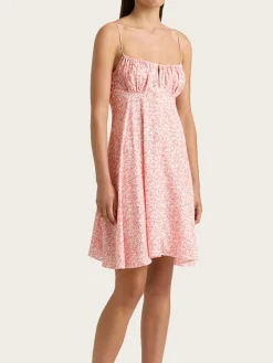 Anessa Mini Dress - Micro Calla Print/Vermillon