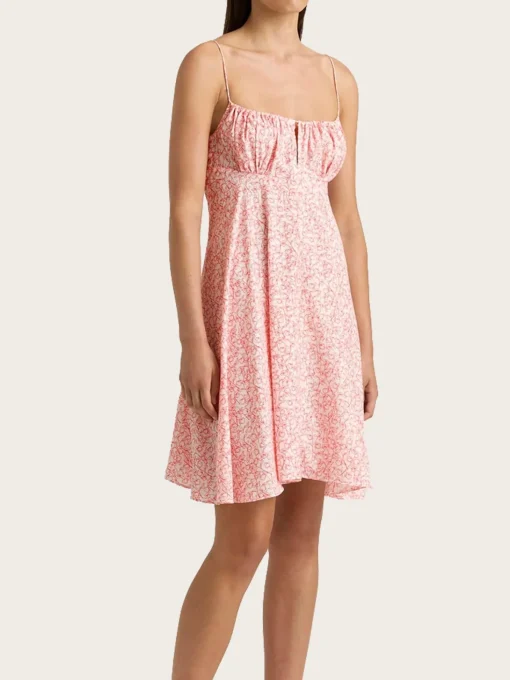 Anessa Mini Dress - Micro Calla Print/Vermillon