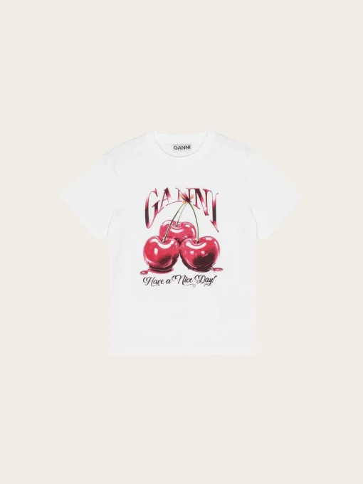 Basic Jersey Cherry Relaxed T-Shirt - Bright White