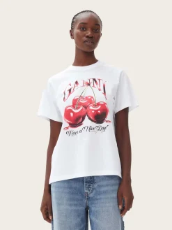 Basic Jersey Cherry Relaxed T-Shirt - Bright White