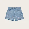 Broderie Anglaise Denim Shorts - Light Blue Stone