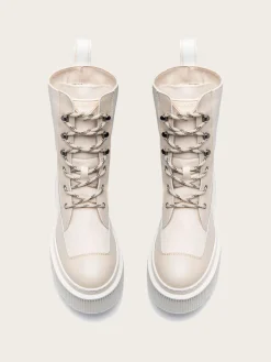 Caroline Leather/Textile - Creme, Warm Lining