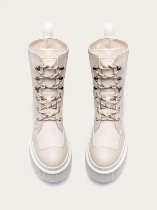 Caroline Leather/Textile - Creme, Warm Lining