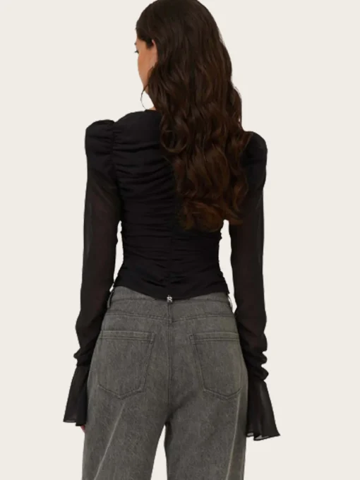 Chiffon Longsleeved Top - Black