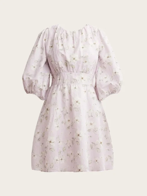 Clara Dress - Lavender Peony Print