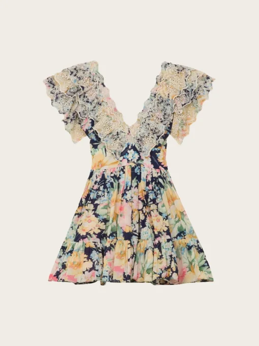 Cotton Slub Frilly Dress - Botanic