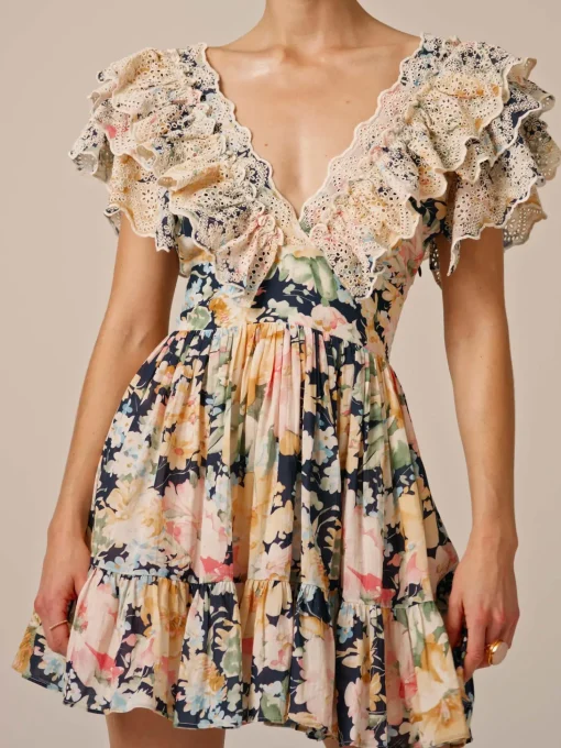 Cotton Slub Frilly Dress - Botanic