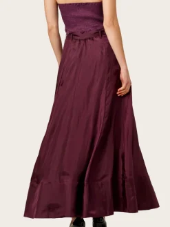 Cupro Maxi Skirt - Burgundy