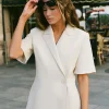 Enna Short Sleeve Blazer - Beige