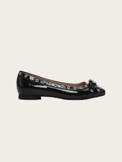 Eyelets Bow Ballerina Naplack - Black