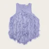 F7197 Fringe Mesh Top - Persian Violet