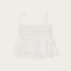 F9330 Light Broderie Anglaise Smock Top - Egret