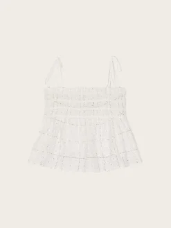 F9330 Light Broderie Anglaise Smock Top - Egret