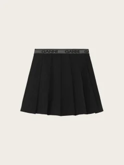 F9710 Light Twill Pleated Mini Skirt - Black