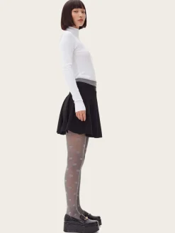 F9710 Light Twill Pleated Mini Skirt - Black