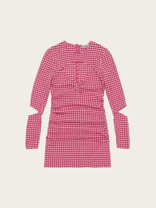 F7665 Stretch Seersucker Cutout Mini Dress - Love Potion