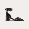Feminine Buckle Open Cut Pump Naplack - Black
