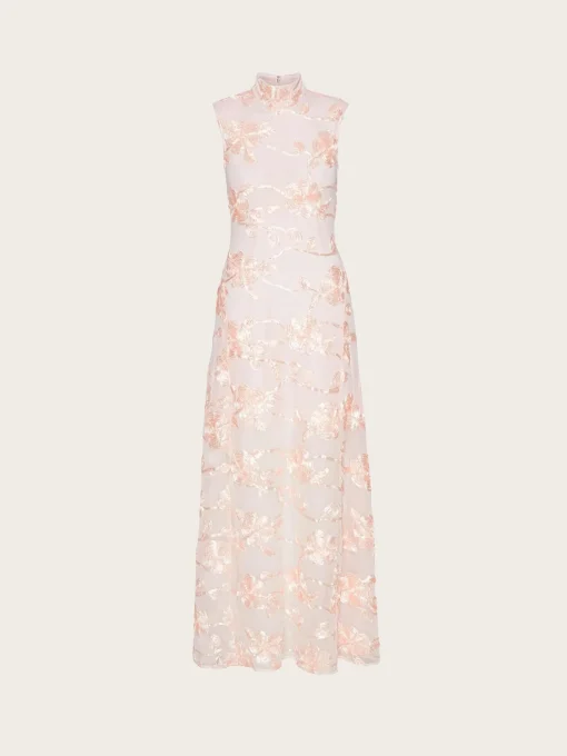 Flower Mesh Maxi Dress - Angel Wing