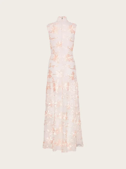 Flower Mesh Maxi Dress - Angel Wing