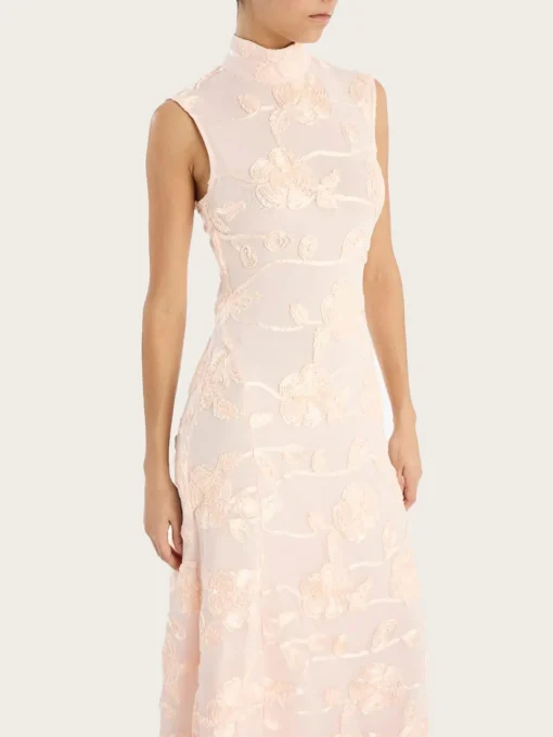 Flower Mesh Maxi Dress - Angel Wing