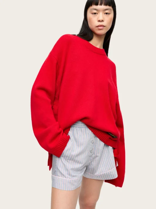 Future Wool Mix Oversized O-neck - Racing Red