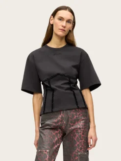 Heavy Cotton Tie Back Waisted T-shirt - Phantom