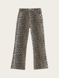 J1059 Print Denim Betzy Cropped - Leopard