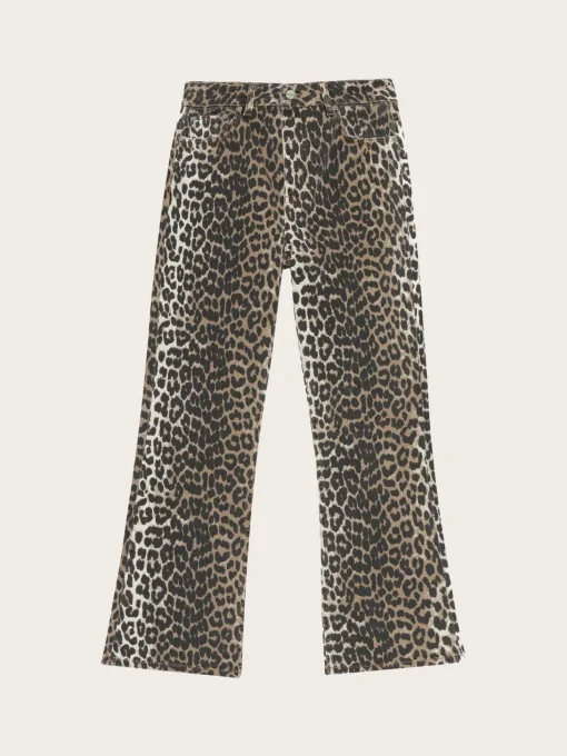 J1059 Print Denim Betzy Cropped - Leopard