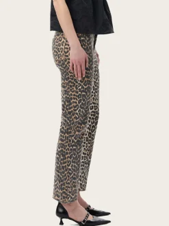 J1059 Print Denim Betzy Cropped - Leopard