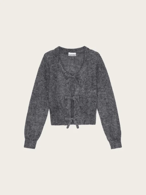 K2411 Light Mohair Tie String Cardigan - Paloma Melange