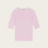 K1860 Soft Wool Cut Out Top - Pink Tulle