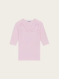 K1860 Soft Wool Cut Out Top - Pink Tulle