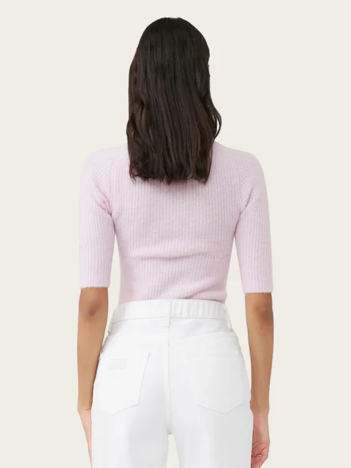 K1860 Soft Wool Cut Out Top - Pink Tulle