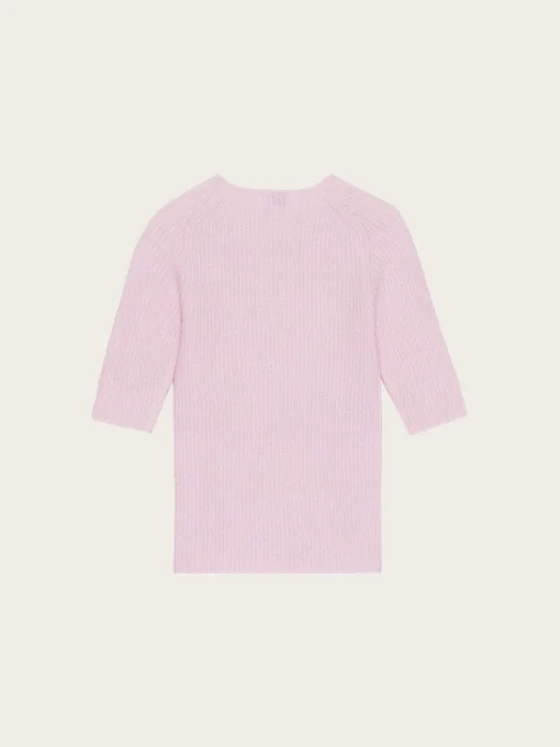 K1860 Soft Wool Cut Out Top - Pink Tulle