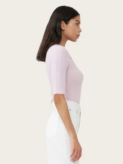 K1860 Soft Wool Cut Out Top - Pink Tulle