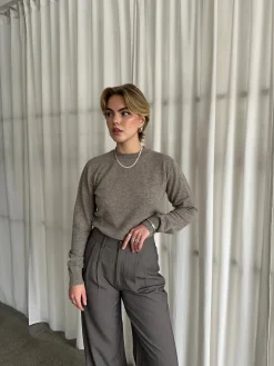 Knitted Crewneck Sweater - Pecan