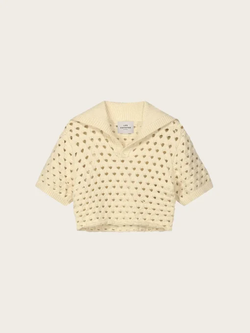 Knitted Short Sleeve Polo - Eggshell
