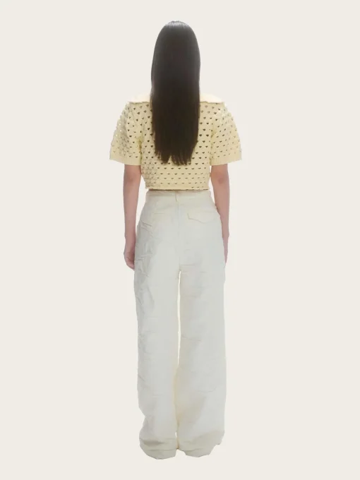 Knitted Short Sleeve Polo - Eggshell