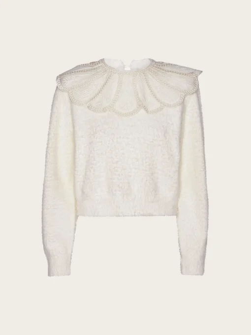 Lace Collar Knit Sweater - Blanc de Blanc