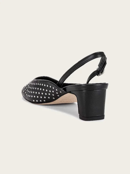 Lindy Studs Black Leather Pumps