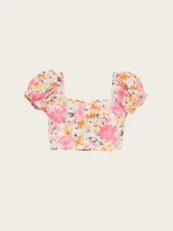 Linen Cropped Top - Vintage Corals