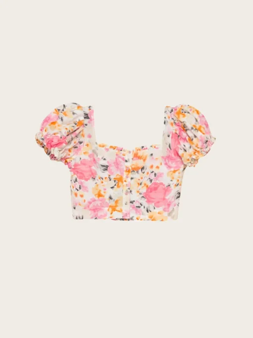 Linen Cropped Top - Vintage Corals