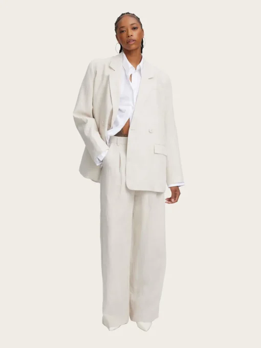 Liza Linen hw Pants - Tammy Light Sand
