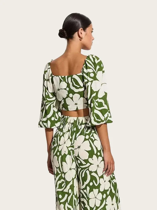 Margherita Top - Pavito Floral Olive