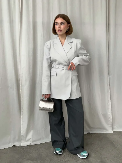 Paula Melange MW Wide Pants - Dark Grey Melange