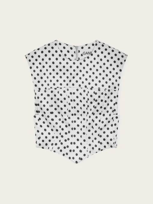 Printed Double Satin Corset Blouse - Egret