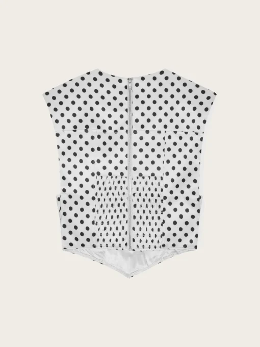 Printed Double Satin Corset Blouse - Egret